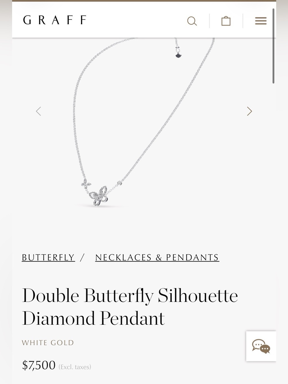 GRAFF Double Butterfly Silhouette Diamond Pendant